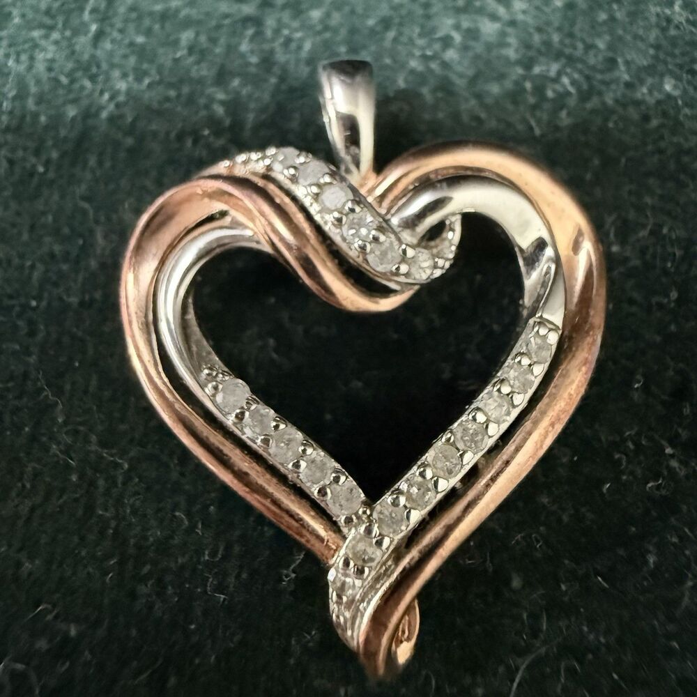 Ralph Lauren Sterling Silver 2-Tone Heart Pendant RL 925 Untested Diamond-Like